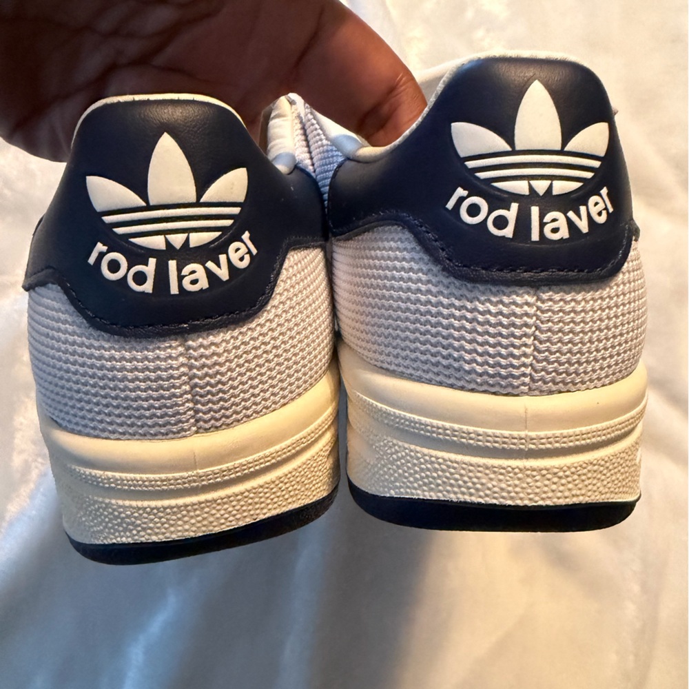 Men’s Adidas Rod Laver White and Blue Sneakers - Picture 11 of 14